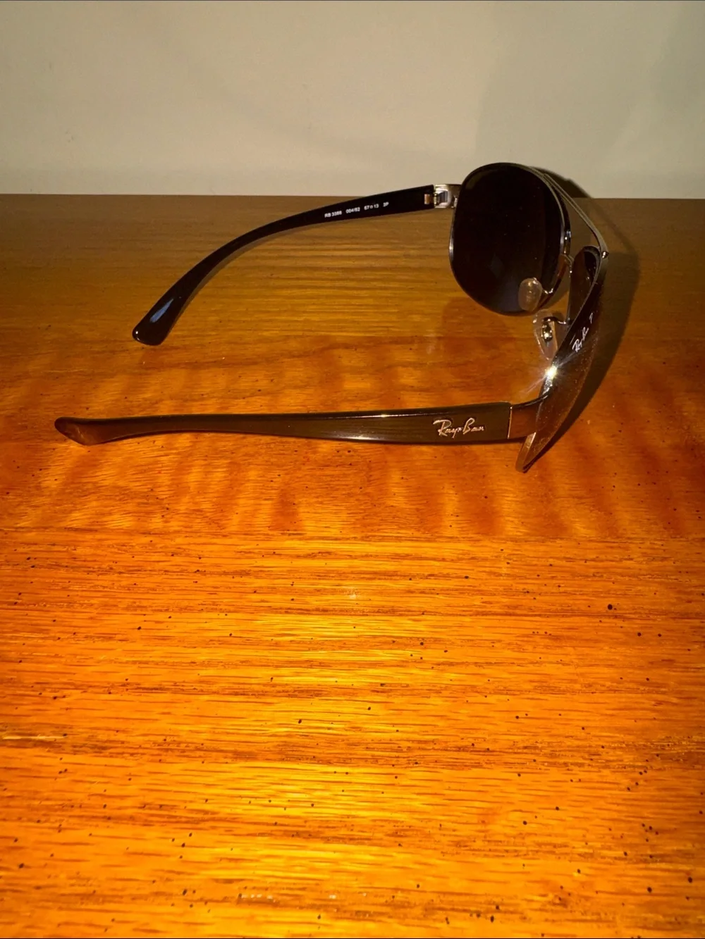 Ray-Ban Black/Silver Frame Sunglasses with Black Lenses with original case